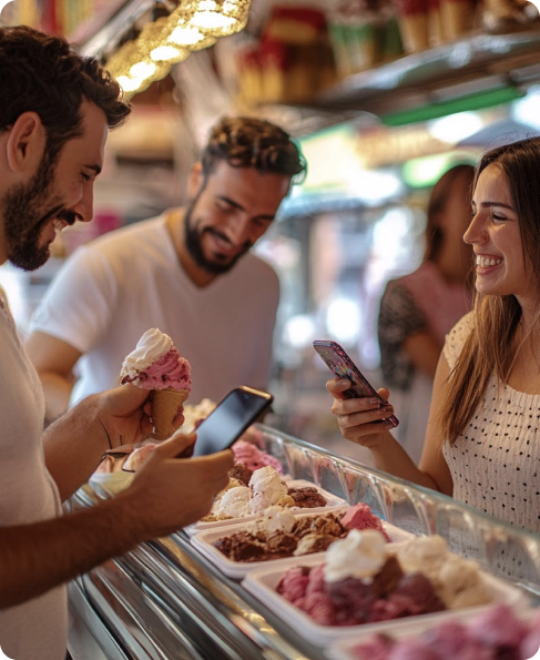 Customers interacting