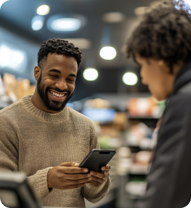 Customer with phone